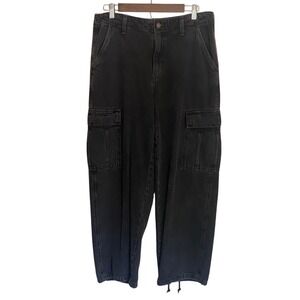 Levis 94 Baggy Cargo Jeans Black Faded Wide Leg Womens 30x30